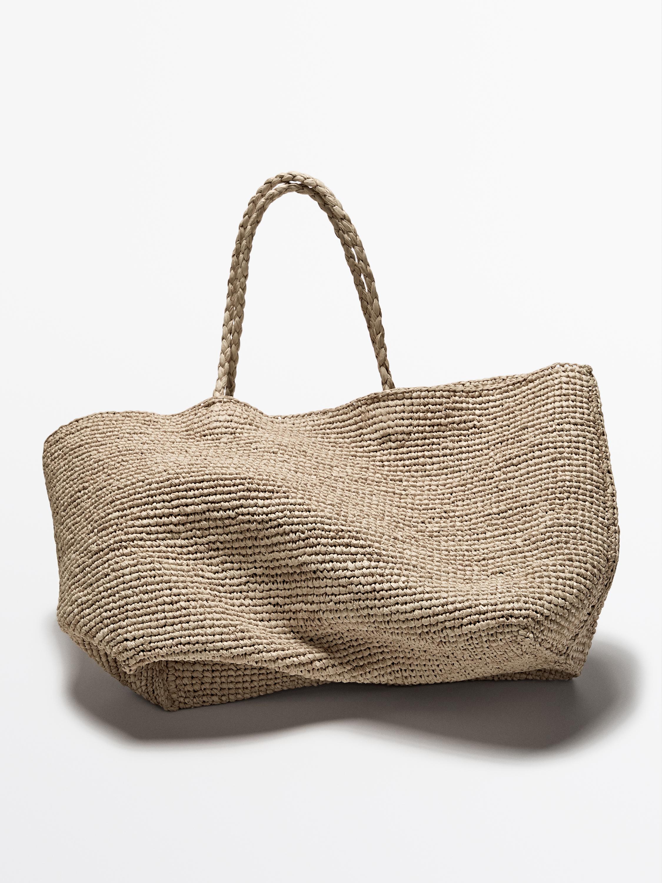 Natural raffia shopper bag